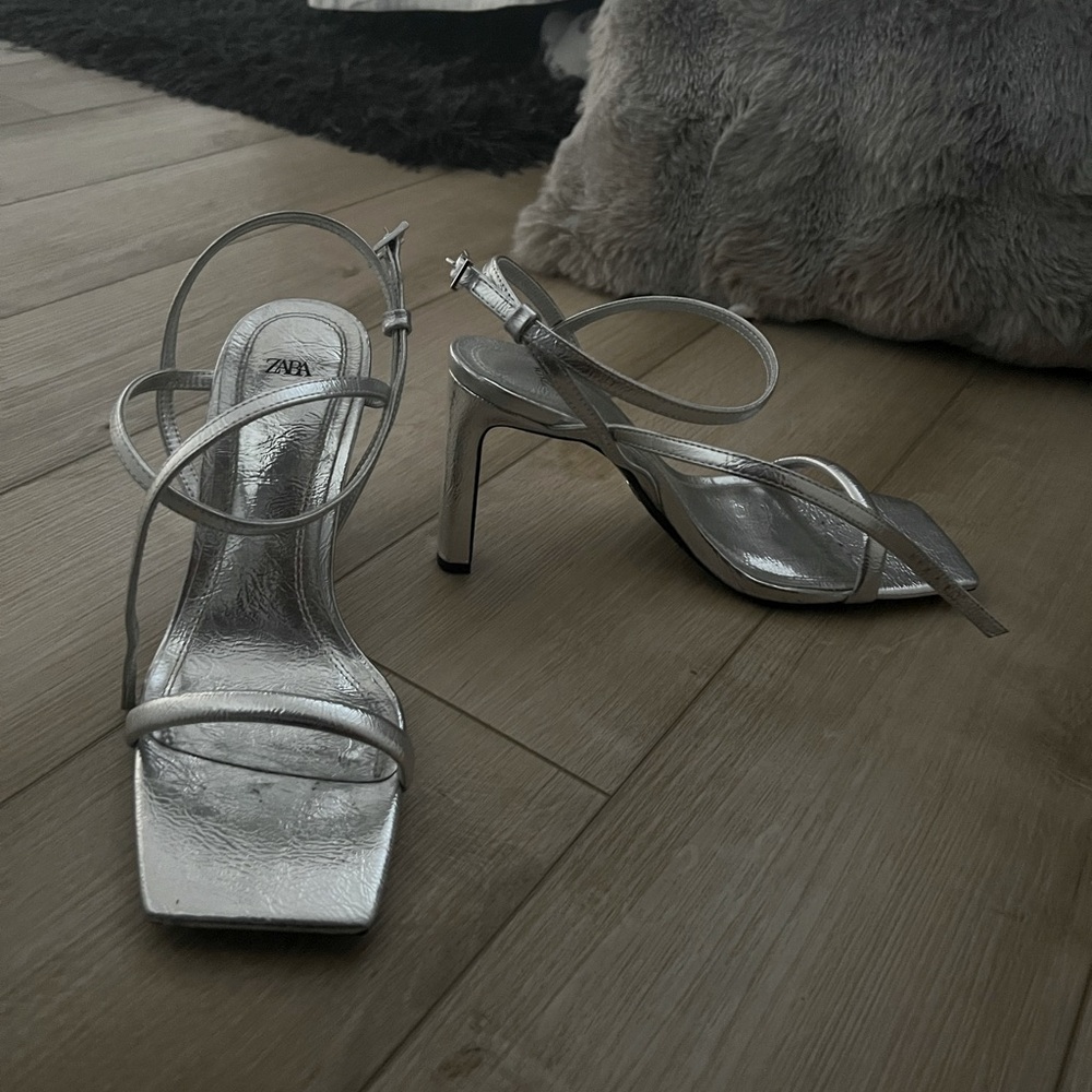 Silver sandal heels
